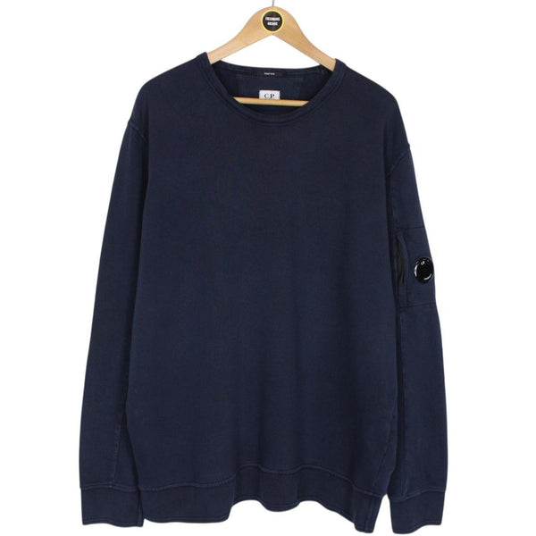 CP Company Navy Blue Resist Dyed Cotton Lens Sweatshirt Jumper