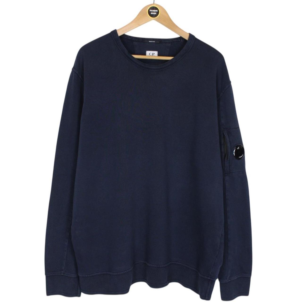 CP Company Navy Blue Resist Dyed Cotton Lens Sweatshirt Jumper