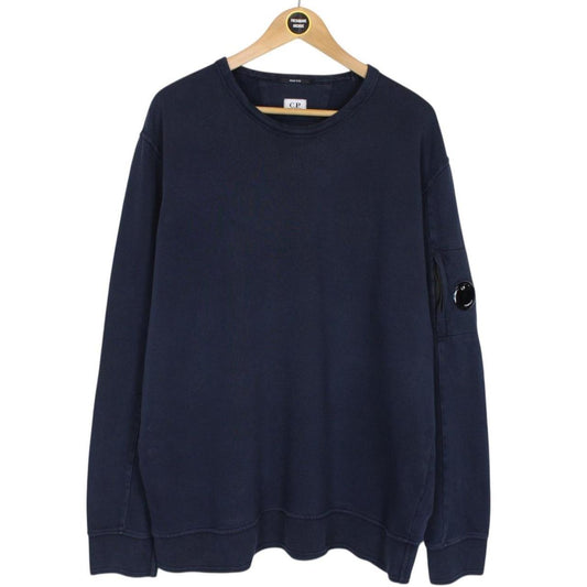 CP Company Navy Blue Resist Dyed Cotton Lens Sweatshirt Jumper