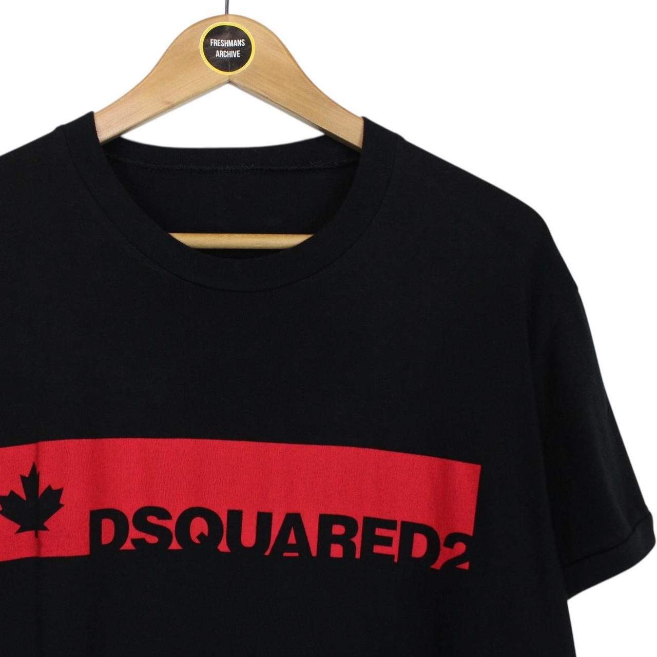 Dsquared2 Black and Red Maple OTH Logo Short Sleeve Cotton T-Shirt