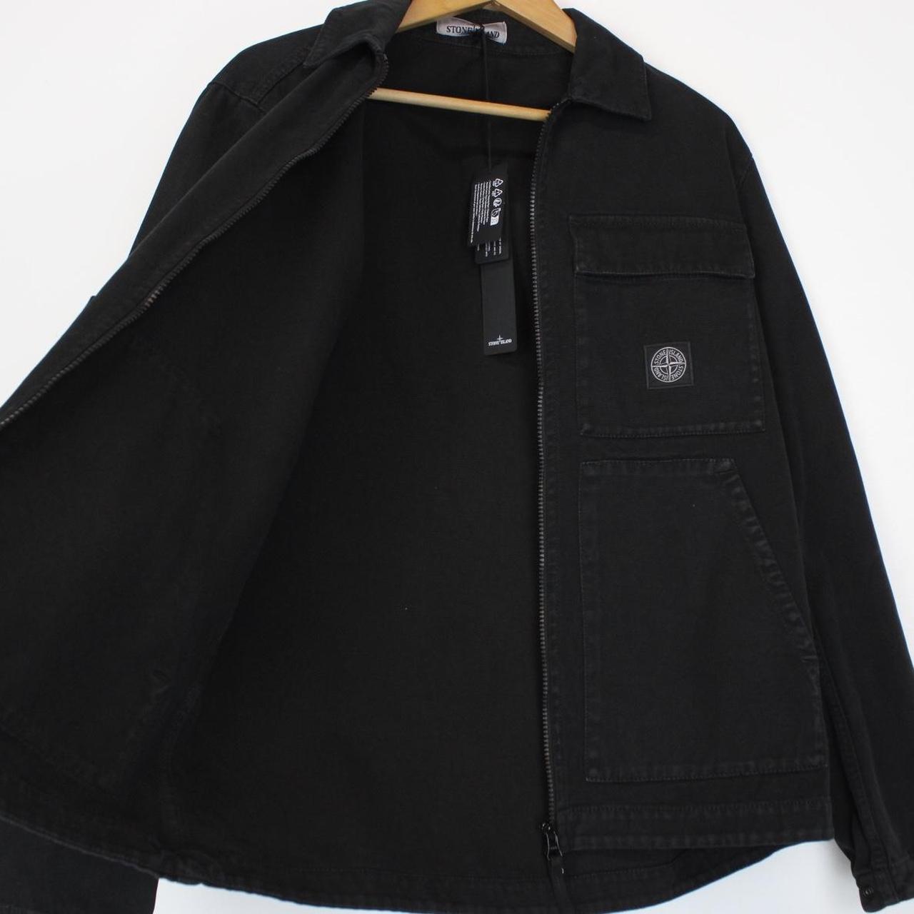 Stone Island AW 2024 Black Cotton Canvas Patch Overshirt Jacket