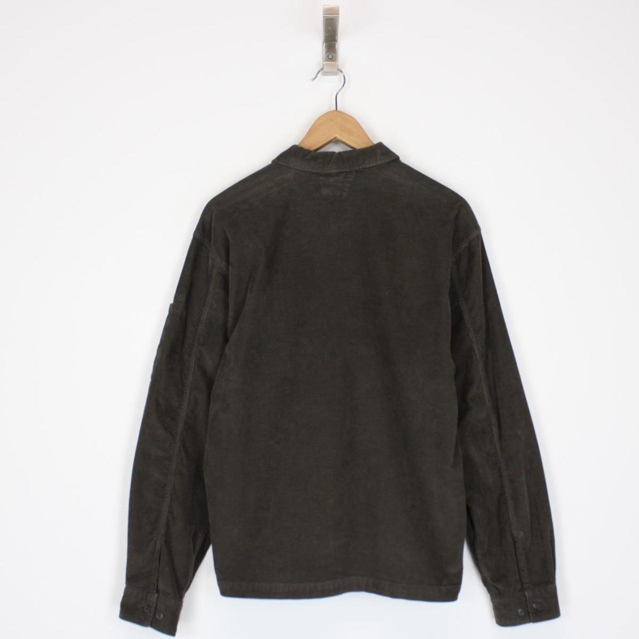 CP Company Olive Green Button Up Lens Corduroy Overshirt