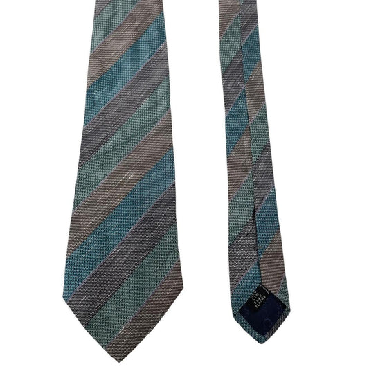 Vintage Christian Dior Multicoloured Striped Linen/Silk Tie