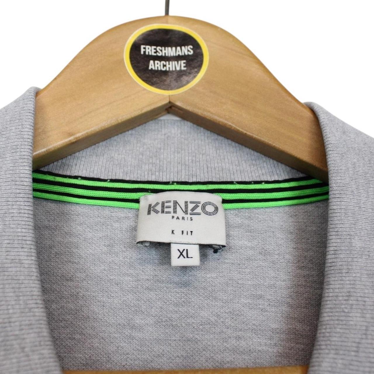 Kenzo Paris Grey Tiger Short Sleeve Cotton Polo Shirt