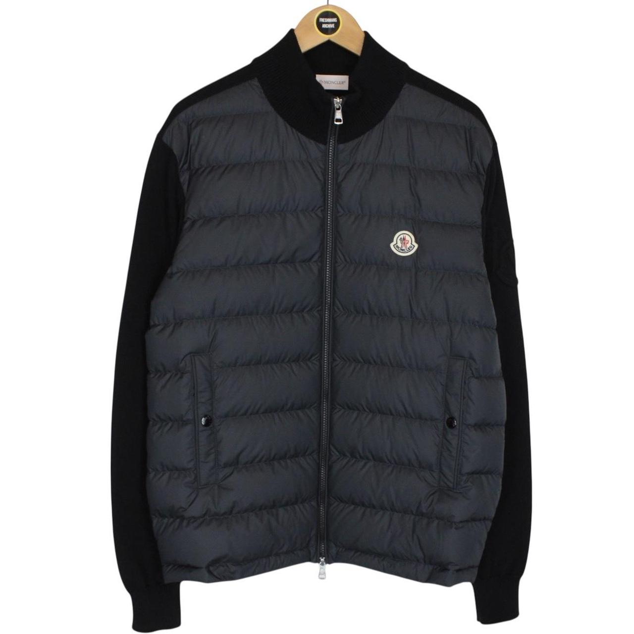 Moncler Black Full Zip Down Padded Cotton Cardigan Tricot Jacket