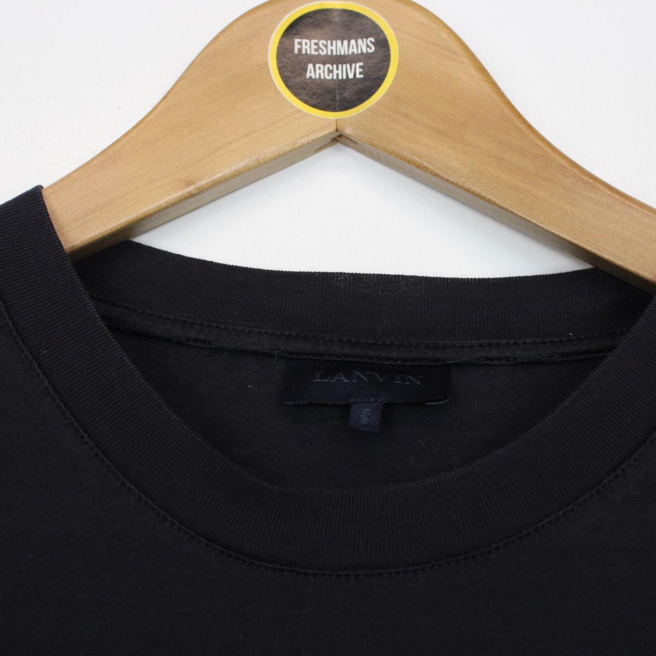 Lanvin Navy Blue and White Logo Print Short Sleeve T-Shirt