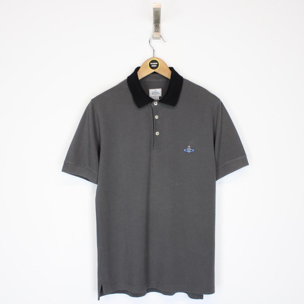 Vivienne Westwood Grey and Black Short Sleeve Orb Polo Shirt