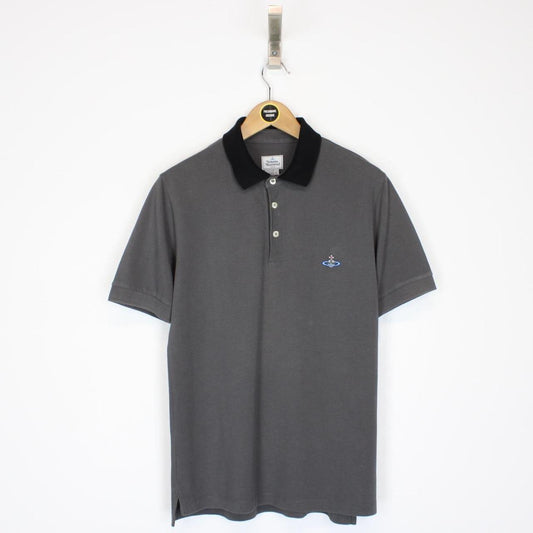 Vivienne Westwood Grey and Black Short Sleeve Orb Polo Shirt
