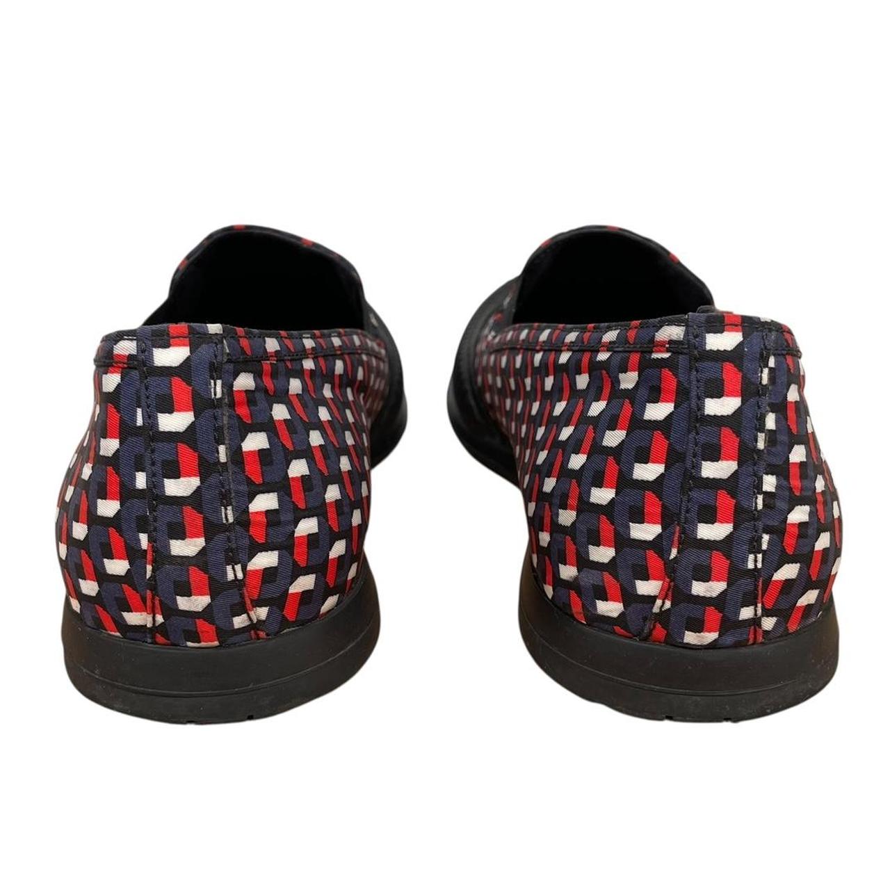 Prada Black, Blue and Red Nylon Hibiscus Loafers Shoes