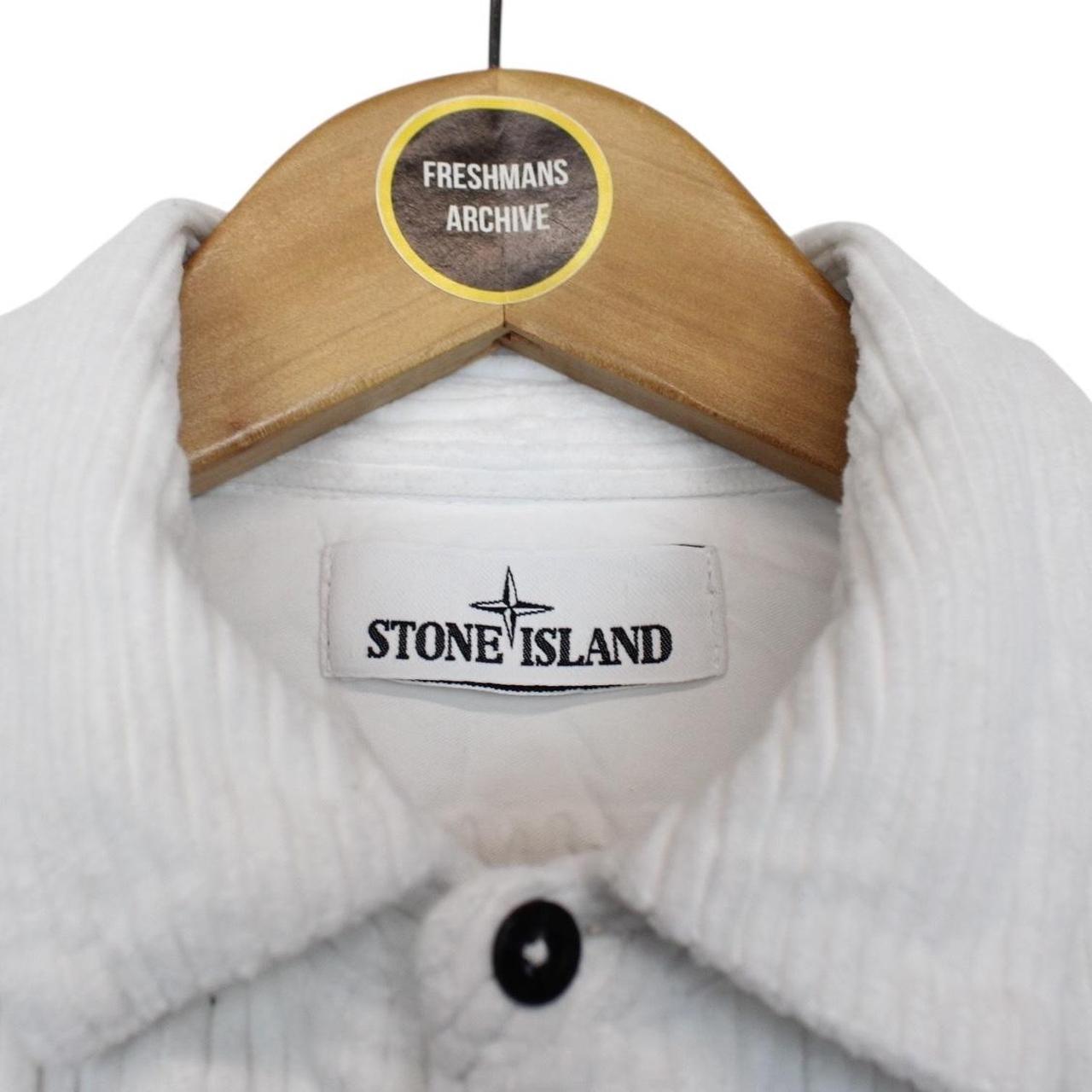 Stone Island AW 2021 White Long Sleeve Jumbo Corduroy Shirt