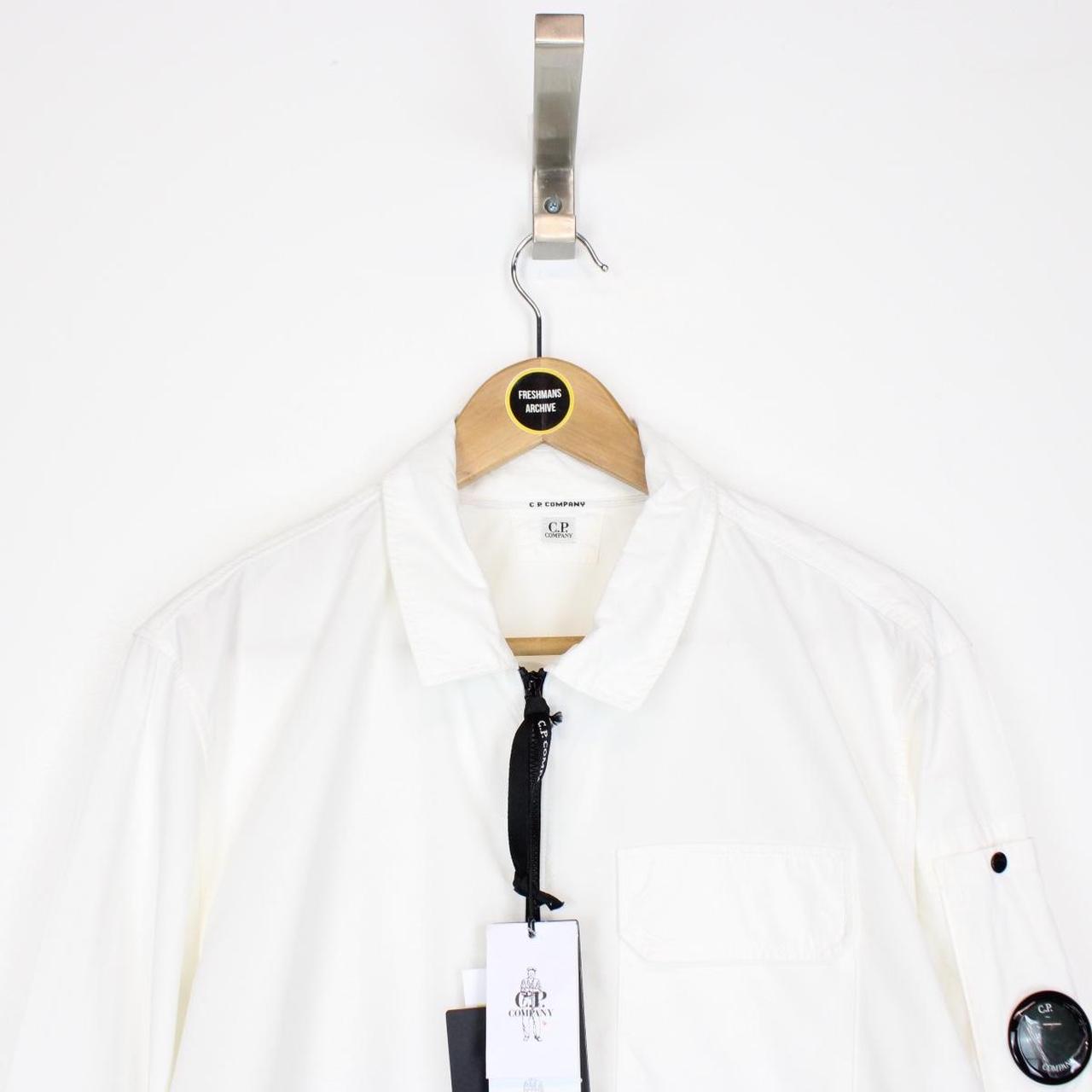 CP Company White Full Zip Cotton Lens Overshirt