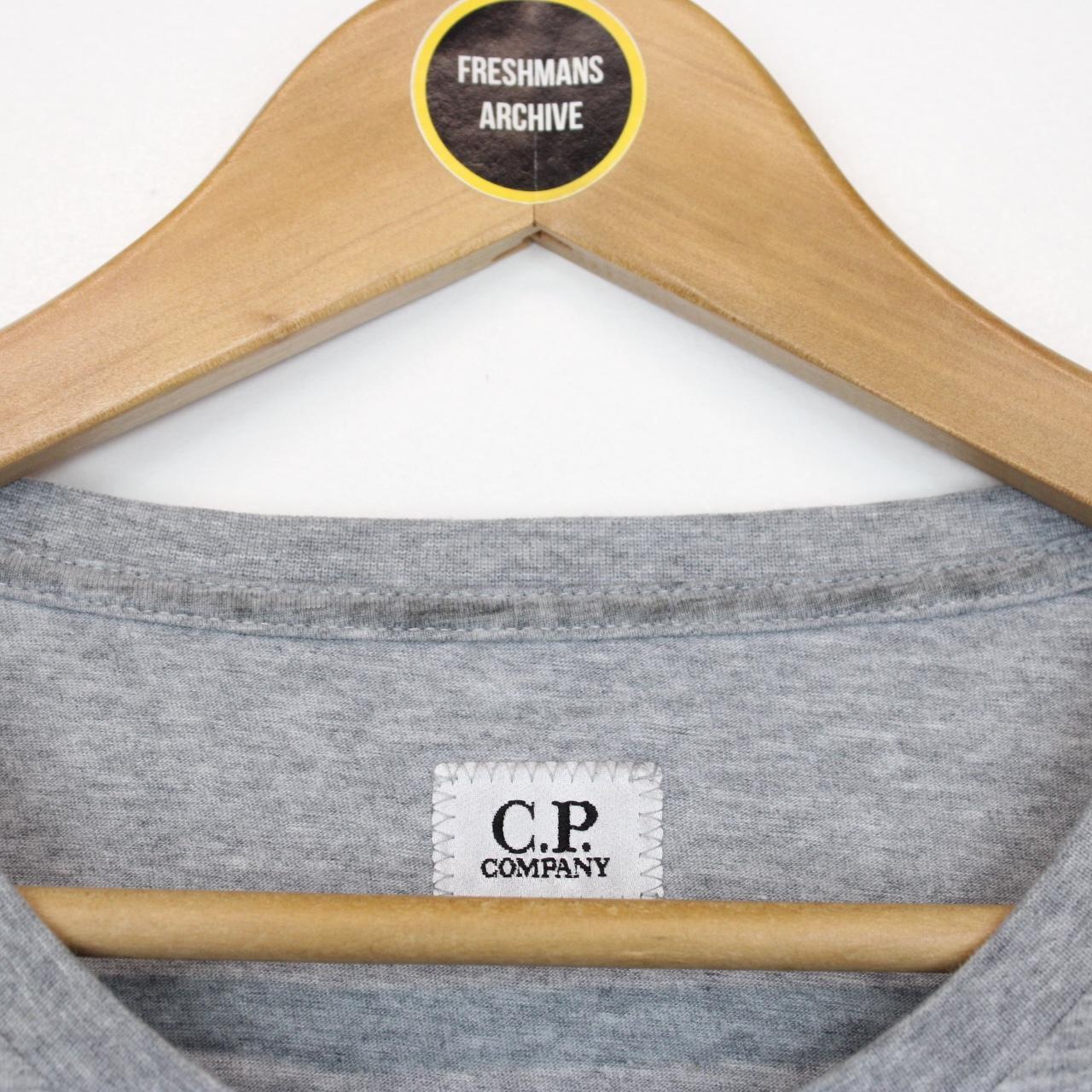 CP Company Grey and Black Block Logo Short Sleeve T-Shirt
