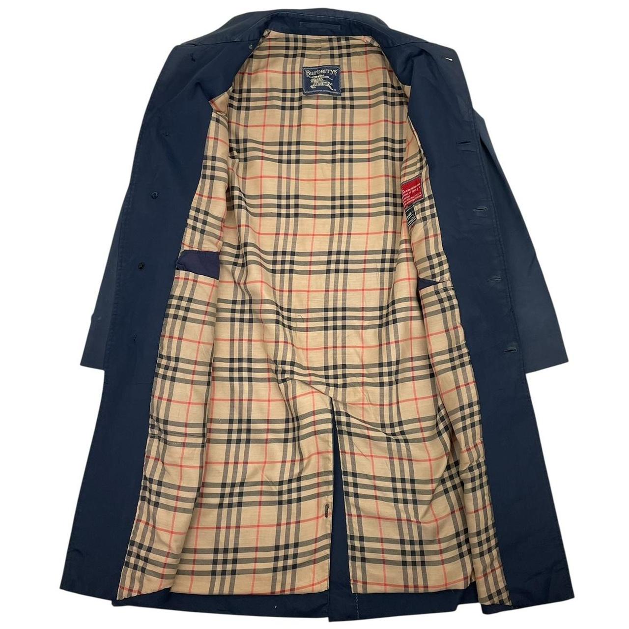 Vintage 80s Burberry Navy Blue Single Breasted Trench Coat