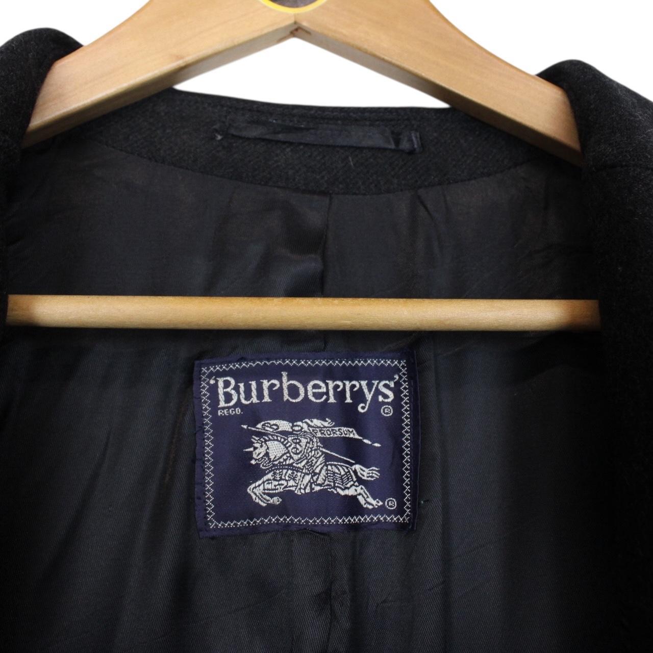 Vintage 90s Burberry Dark Grey Wool Overcoat