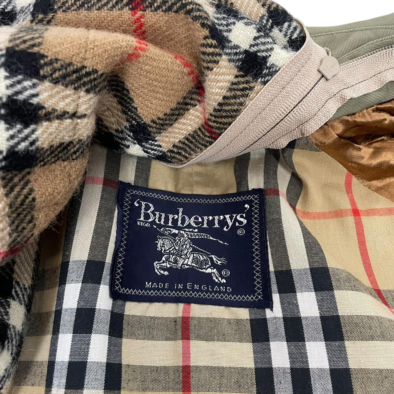 Vintage 90s Burberry Khaki Green Nova Check Single Breasted Trench Coat