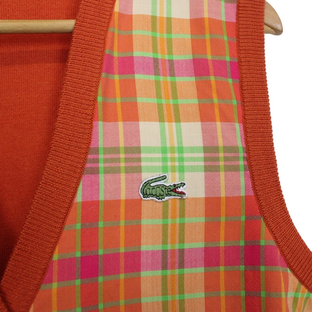 Vintage 90s Lacoste Multicoloured Check Cotton Knit Sweater Vest
