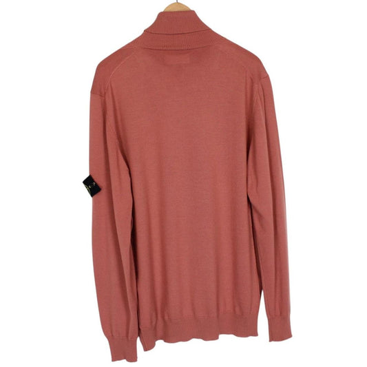 Stone Island AW 2019 Orange Wool Knit Turtle Neck Jumper