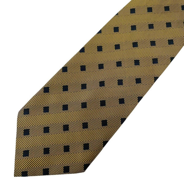 Vintage Hugo Boss Yellow and Black Silk Tie