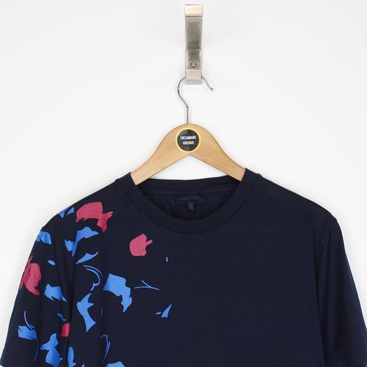 Lanvin Navy Blue Floral Print Short Sleeve T-Shirt
