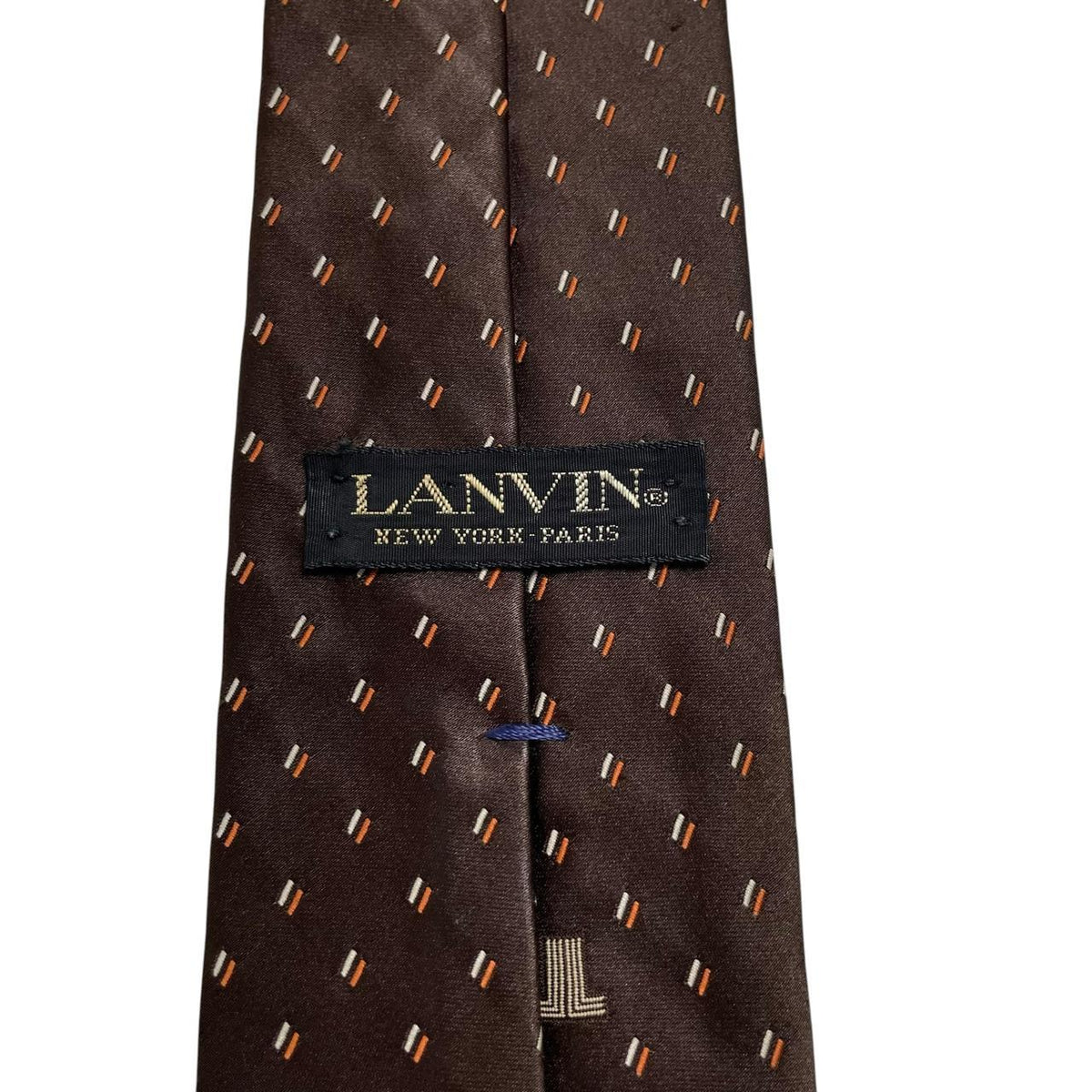 Lanvin brown silk tie with subtle sheen and classic design.