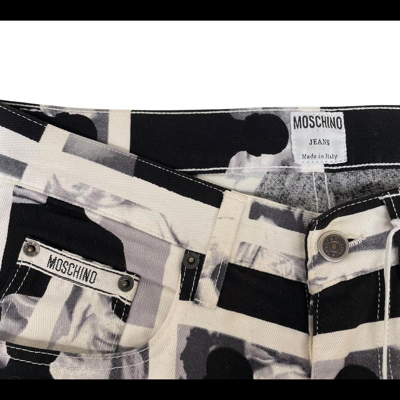 Vintage 1995 Moschino Black and White Franco Moschino Shadow Print Jeans