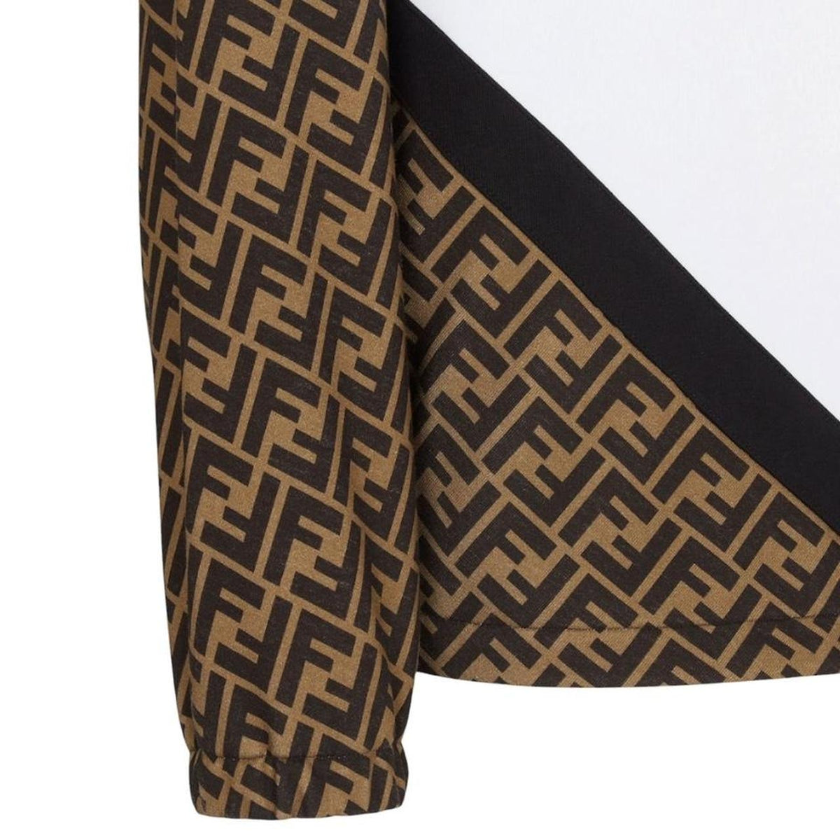 Fendi white hoodie featuring FF Zucca monogram pattern in cotton fabric.