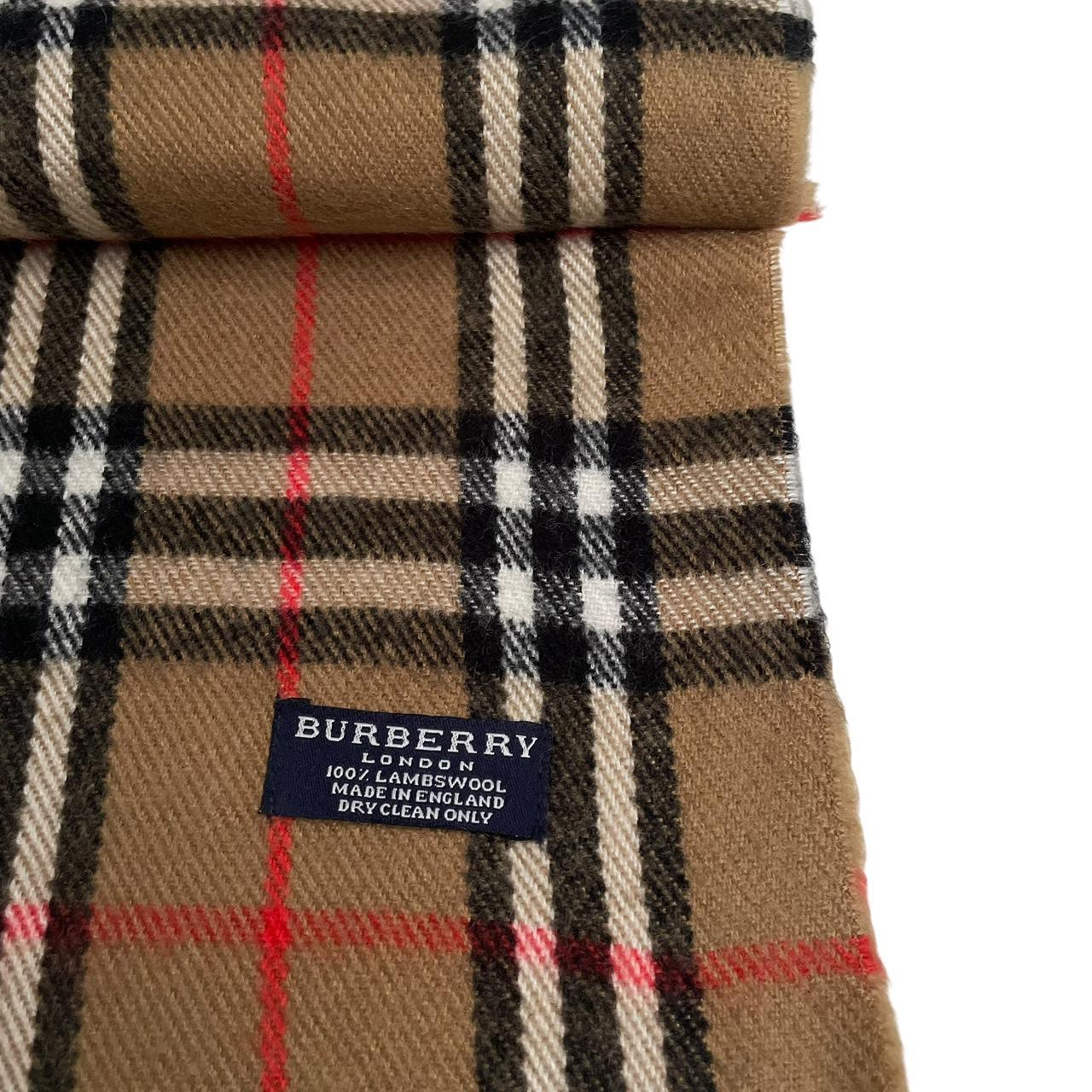 Vintage 90s Burberry Brown Nova Check Lambswool Scarf
