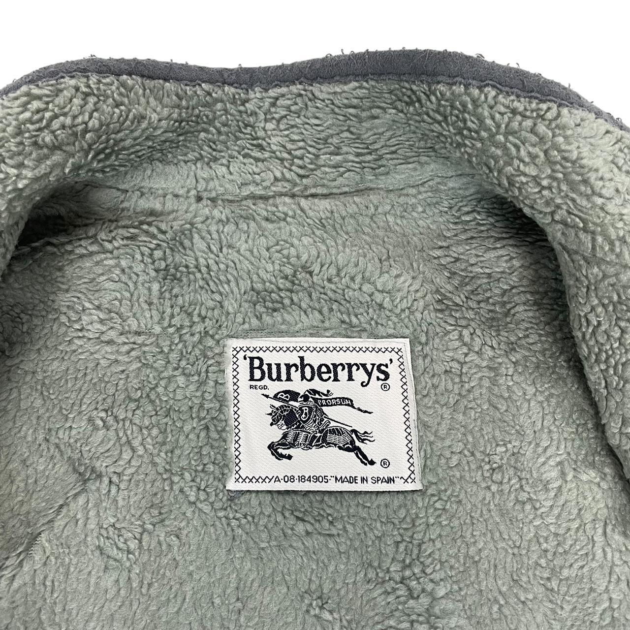 Vintage 80s Burberry Blue Fleece Lined Breasted Trench Coat