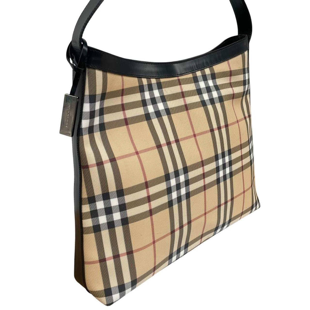 Burberry London Beige and Black Nova Check Coated Canvas Shoulder Bag