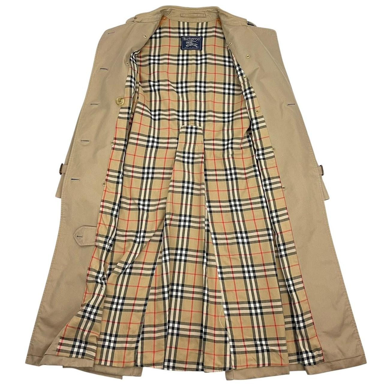 Vintage 90s Burberry Beige Double Breasted Belted Trench Coat