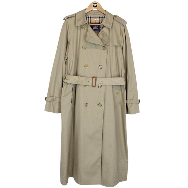 Vintage 90s Burberry Beige Double Breasted Belted Trench Coat