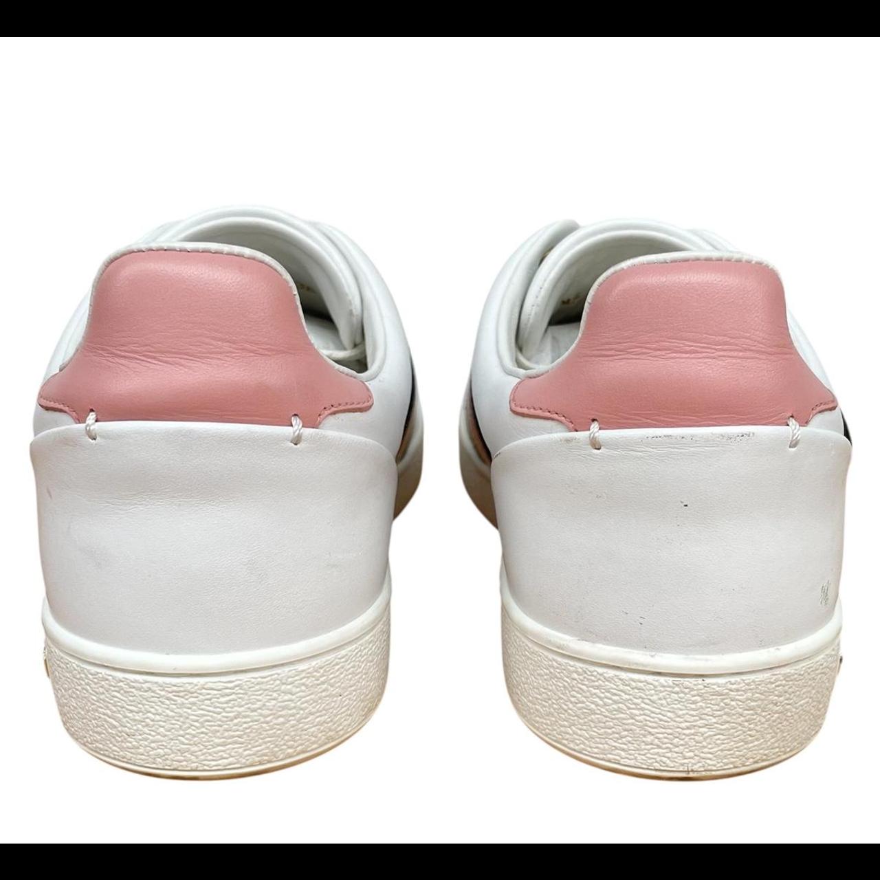 Louis Vuitton White and Pink Frontrow Monogram Strap Leather Trainers