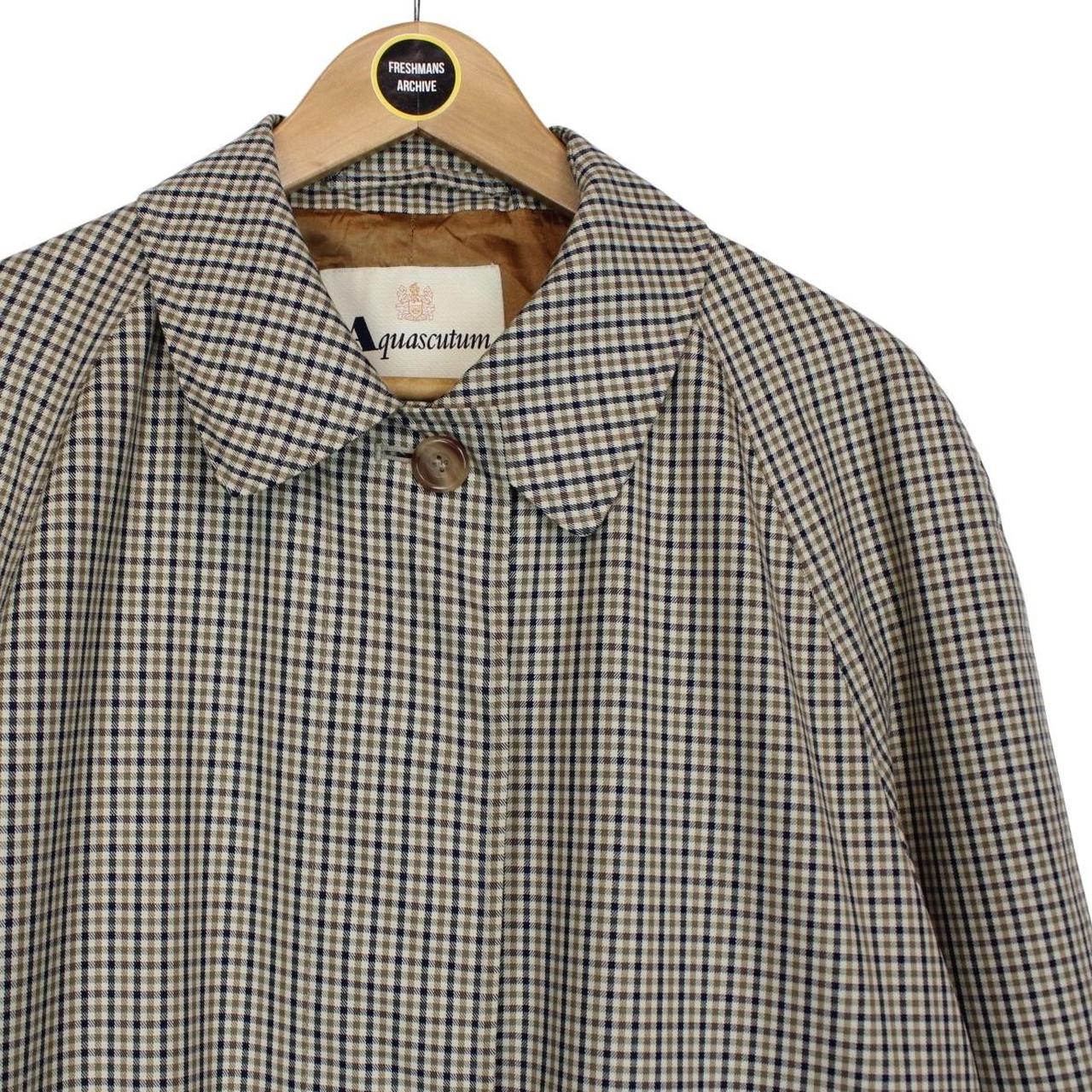 Aquascutum Brown House Check Single Breasted Cotton Coat