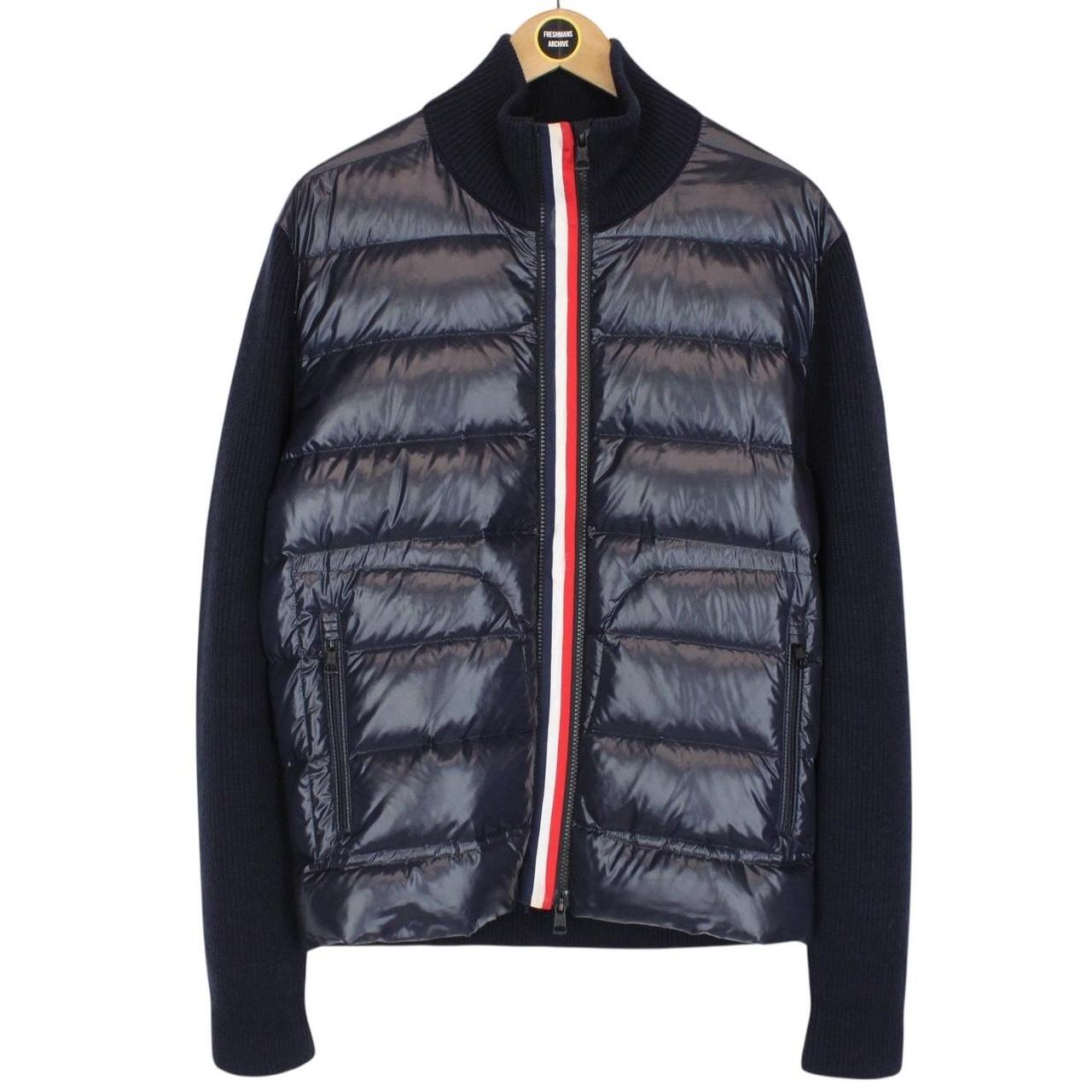 Moncler Navy Blue Full Zip Wool/Nylon Down Maglione Cardigan Jacket
