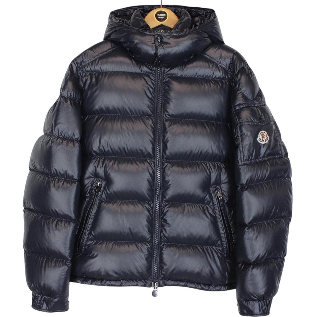 Moncler Maya Navy Blue Full Zip Hooded Down Puffer Jacket