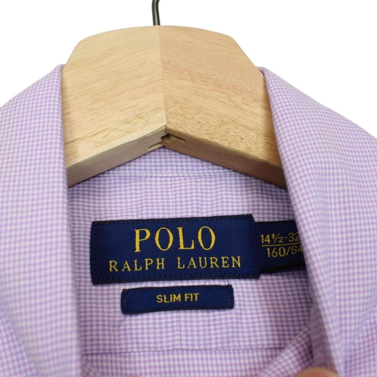 Polo Ralph Lauren Purple and White Cotton Long Sleeve Shirt