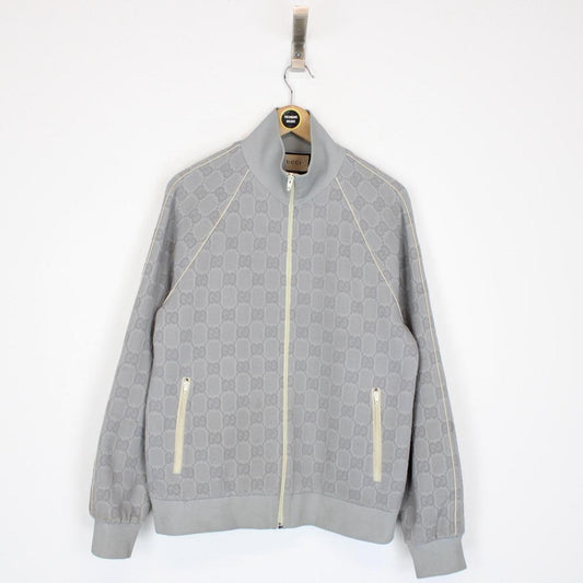 Gucci Grey GG Jacquard Monogram Nylon Track Jacket