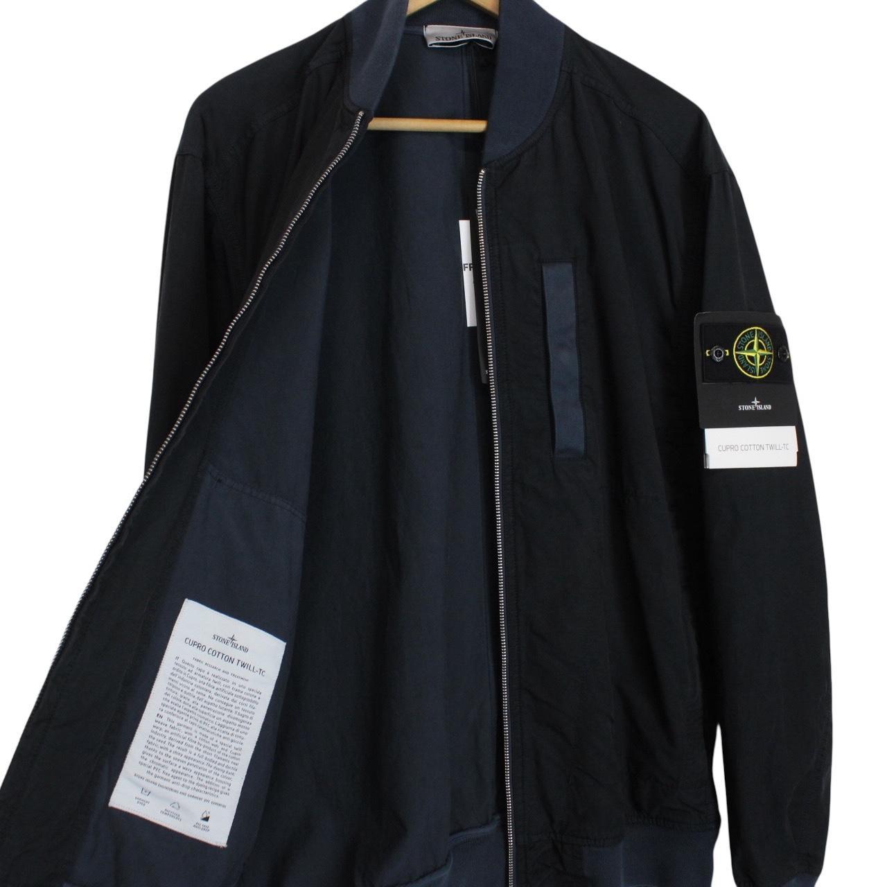 Stone Island SS 2023 Navy Blue Cupro Cotton Twill-TC Bomber Jacket