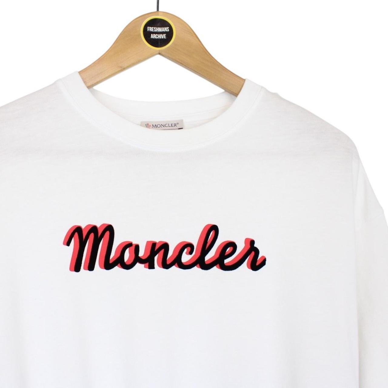 Moncler White Logo Print Short Sleeve Cropped T-Shirt