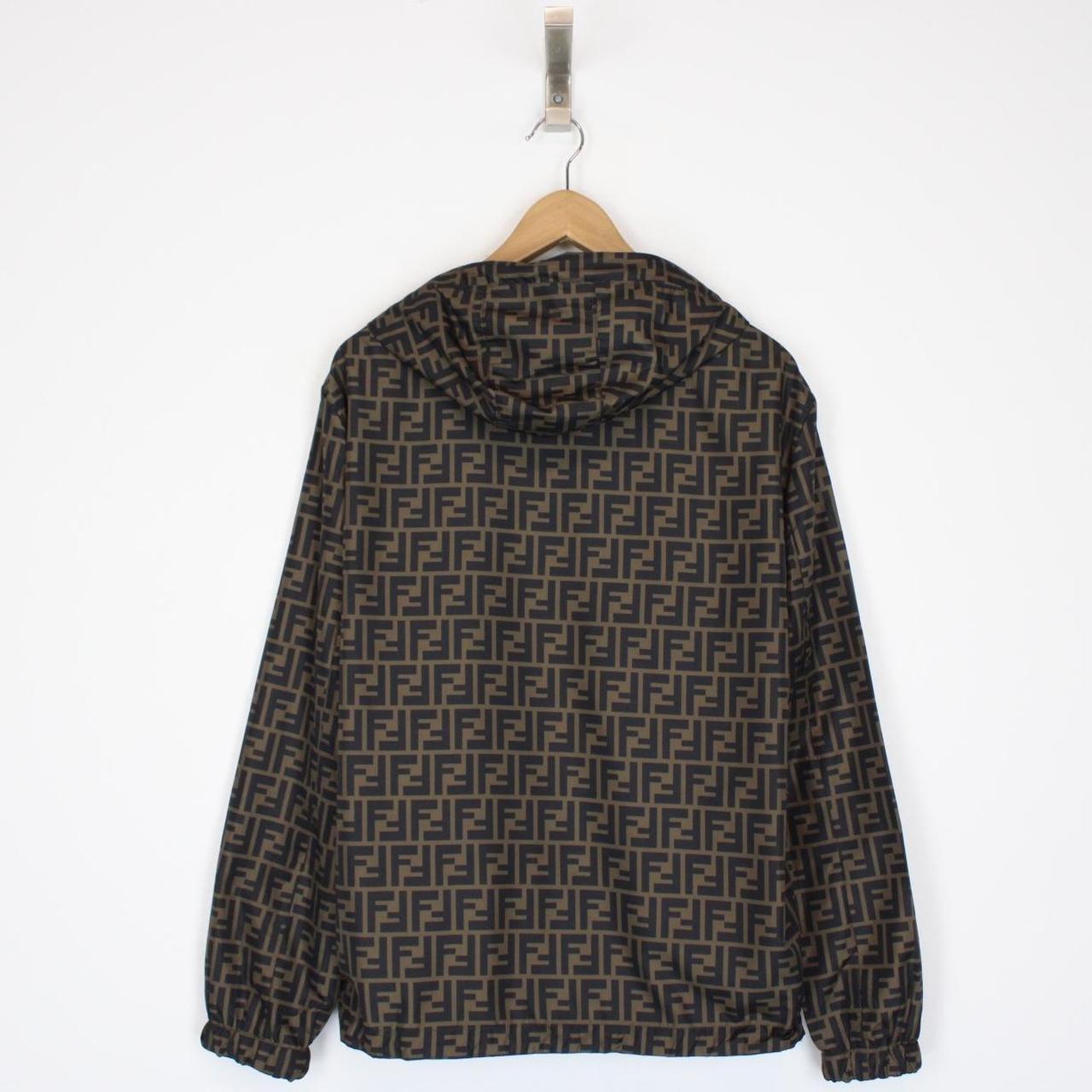 Fendi Brown and Black Zucca Monogram Reversible Windbreaker Jacket