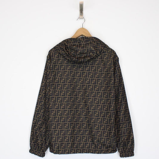 Fendi Brown and Black Zucca Monogram Reversible Windbreaker Jacket