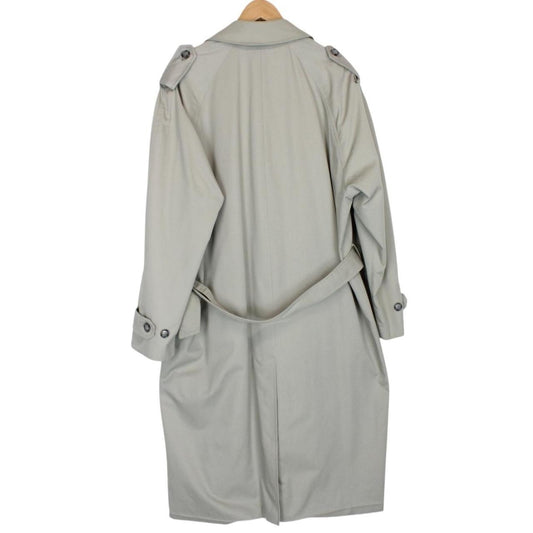 Vintage 80s Burberry Grey Double Breasted Belted Trench Coat