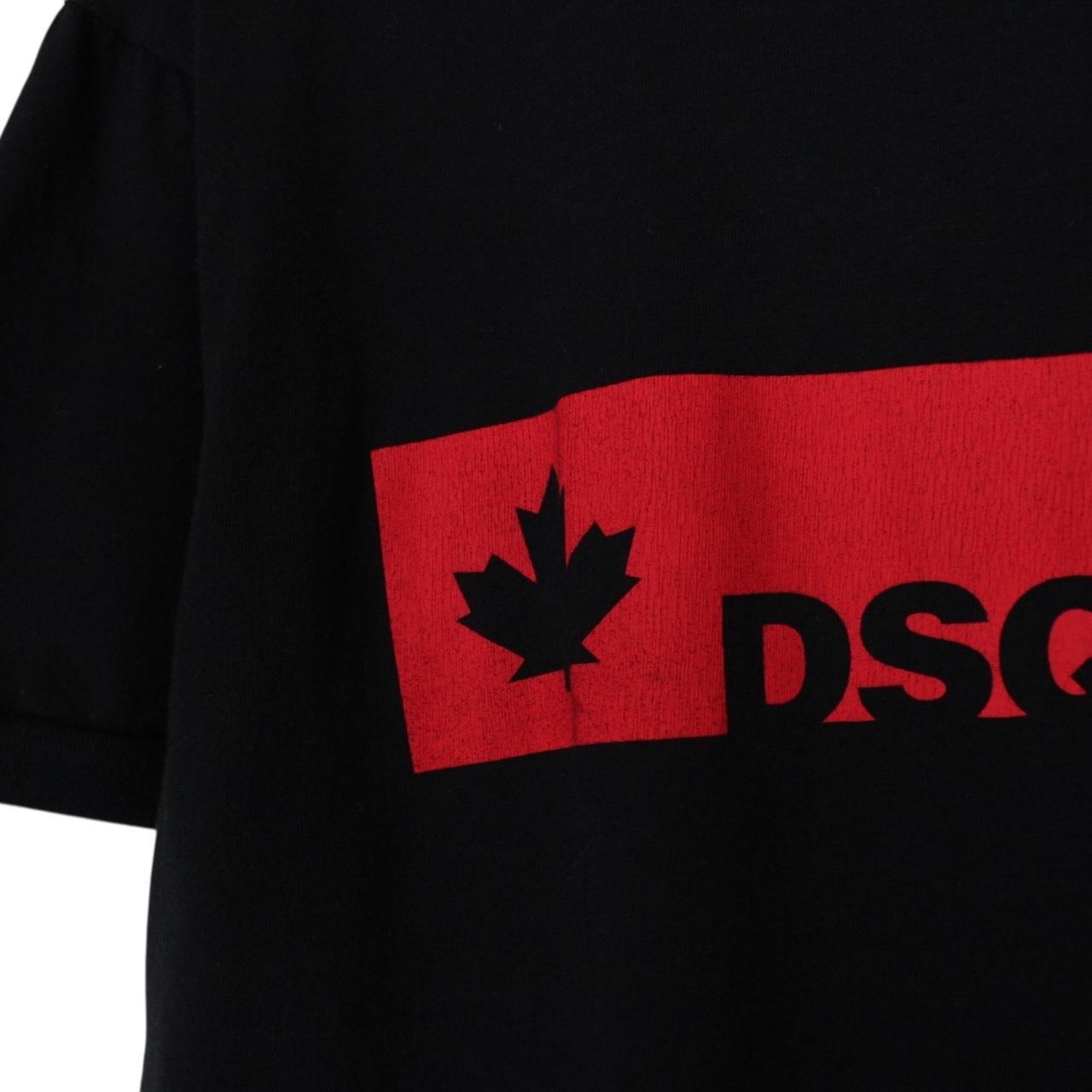 Dsquared2 Black and Red Maple OTH Logo Short Sleeve Cotton T-Shirt