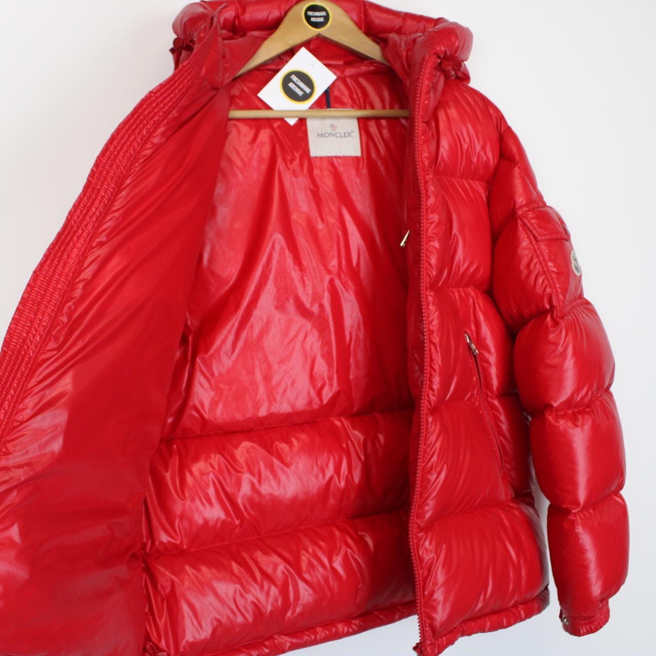 Moncler Ecrins Red Full Zip Hooded Down Jacket
