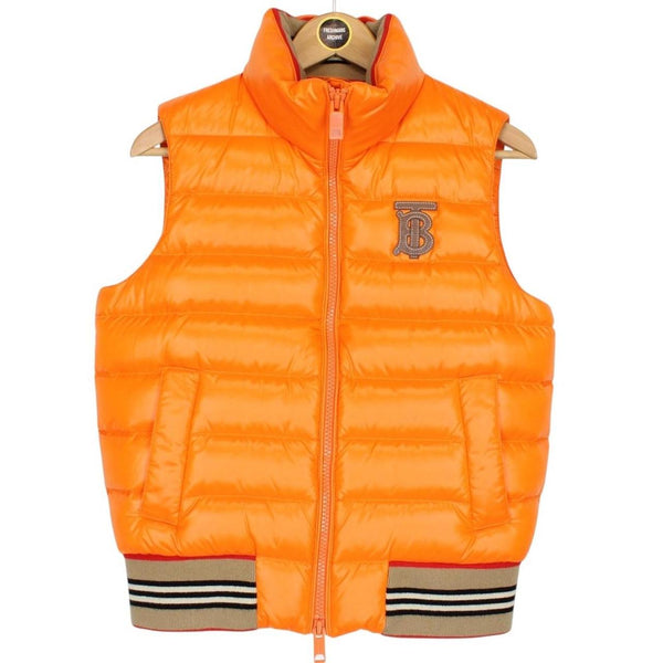 Burberry Orange Nova Icon Stripe Nylon Down Gilet / Bodywarmer