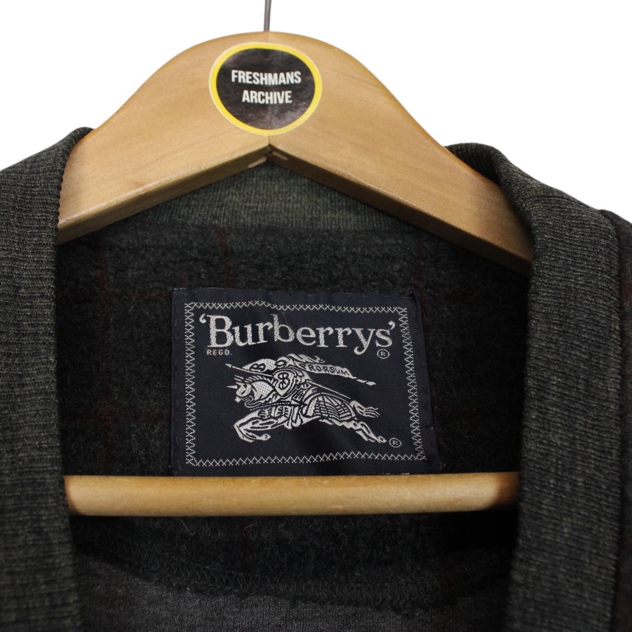 Vintage 90s Burberry Green Plaid Check Wool Knit Cardigan Jumper