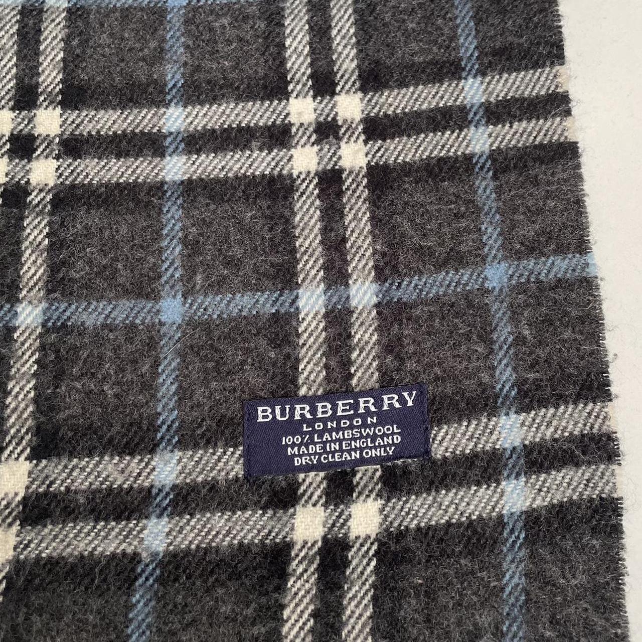 Vintage 90s Burberry Dark Grey Nova Check Lambswool Scarf