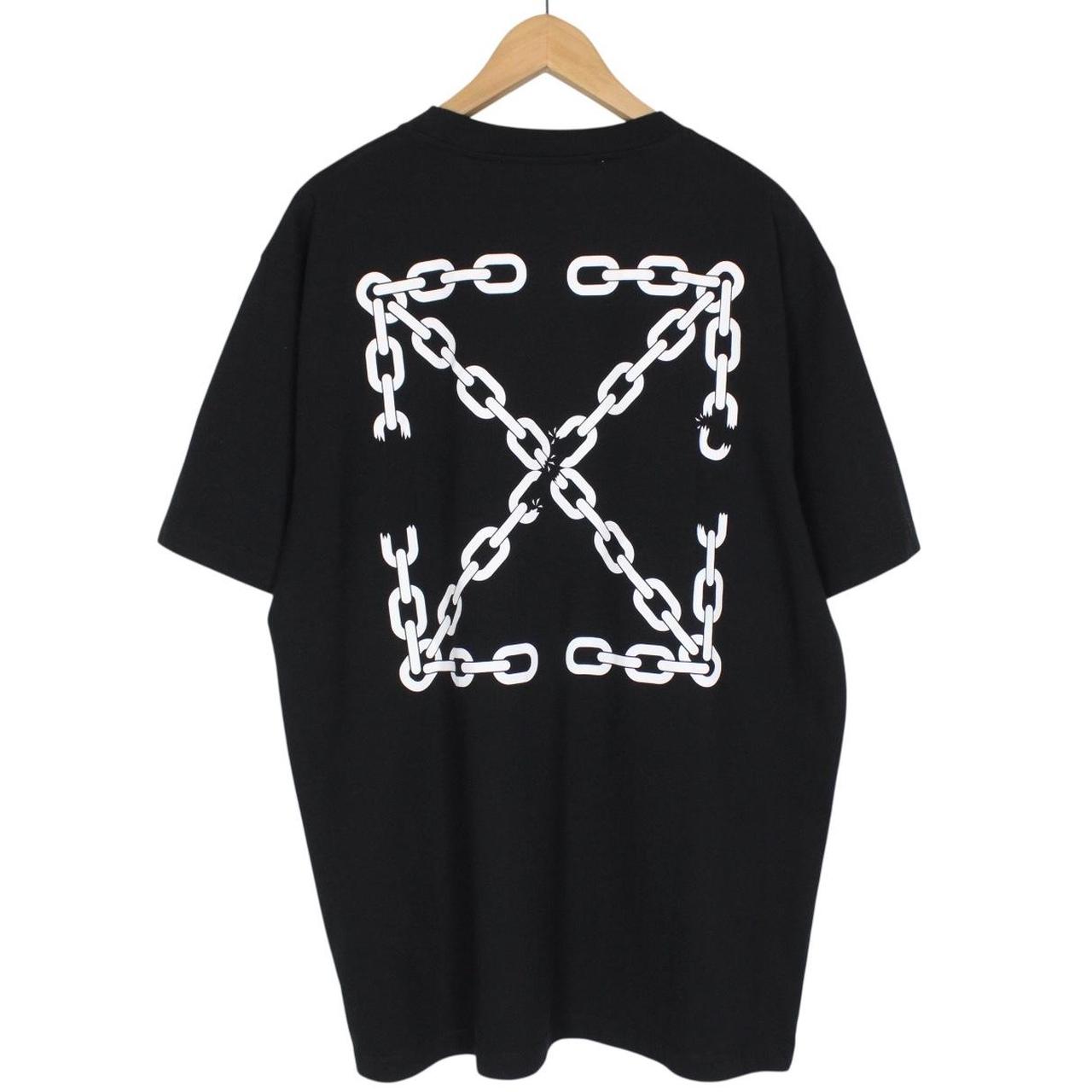 Off White Black and White Chain Arrow Print Short Sleeve T-Shirt