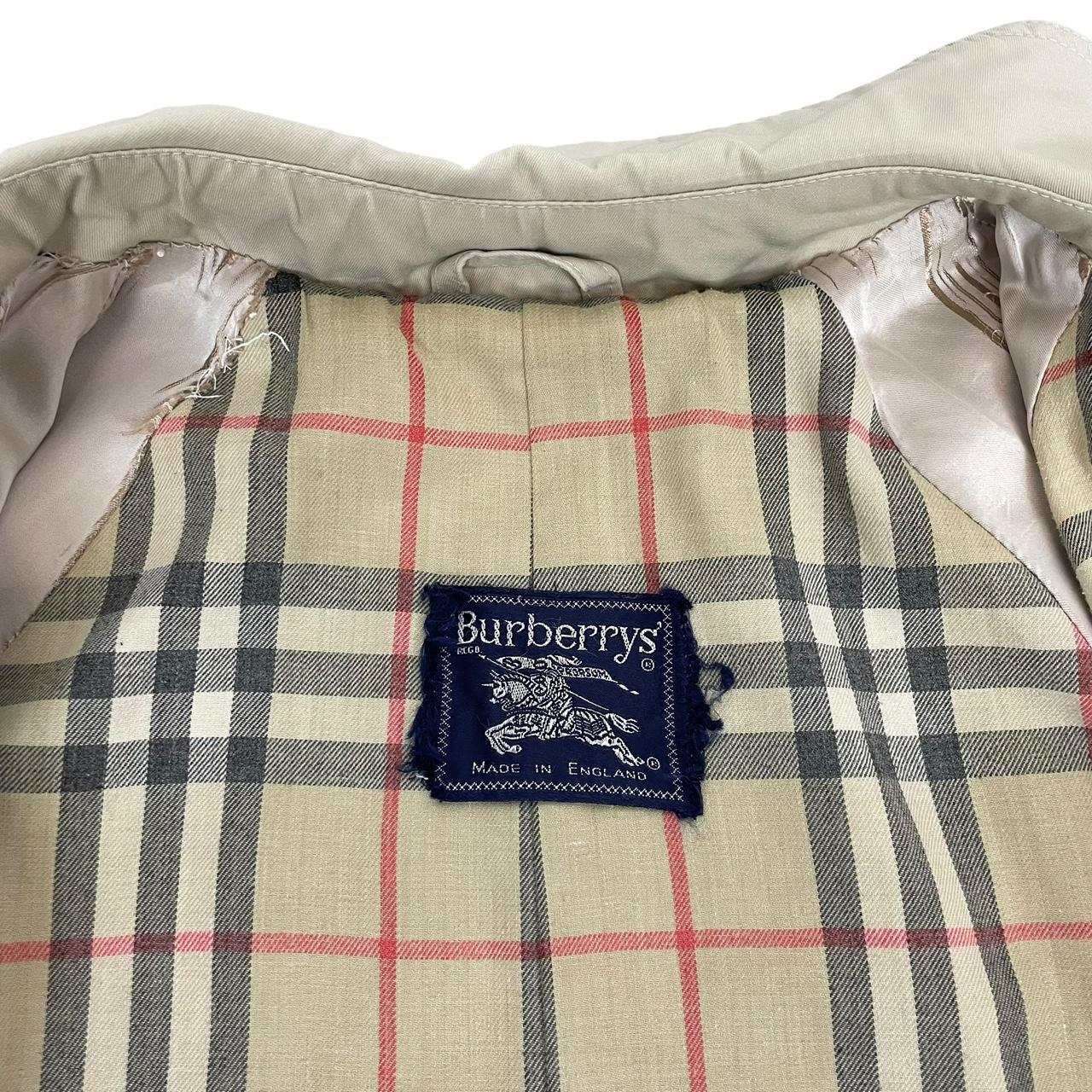 Vintage 90s Burberry Beige Single Breasted Nova Check Trench Coat