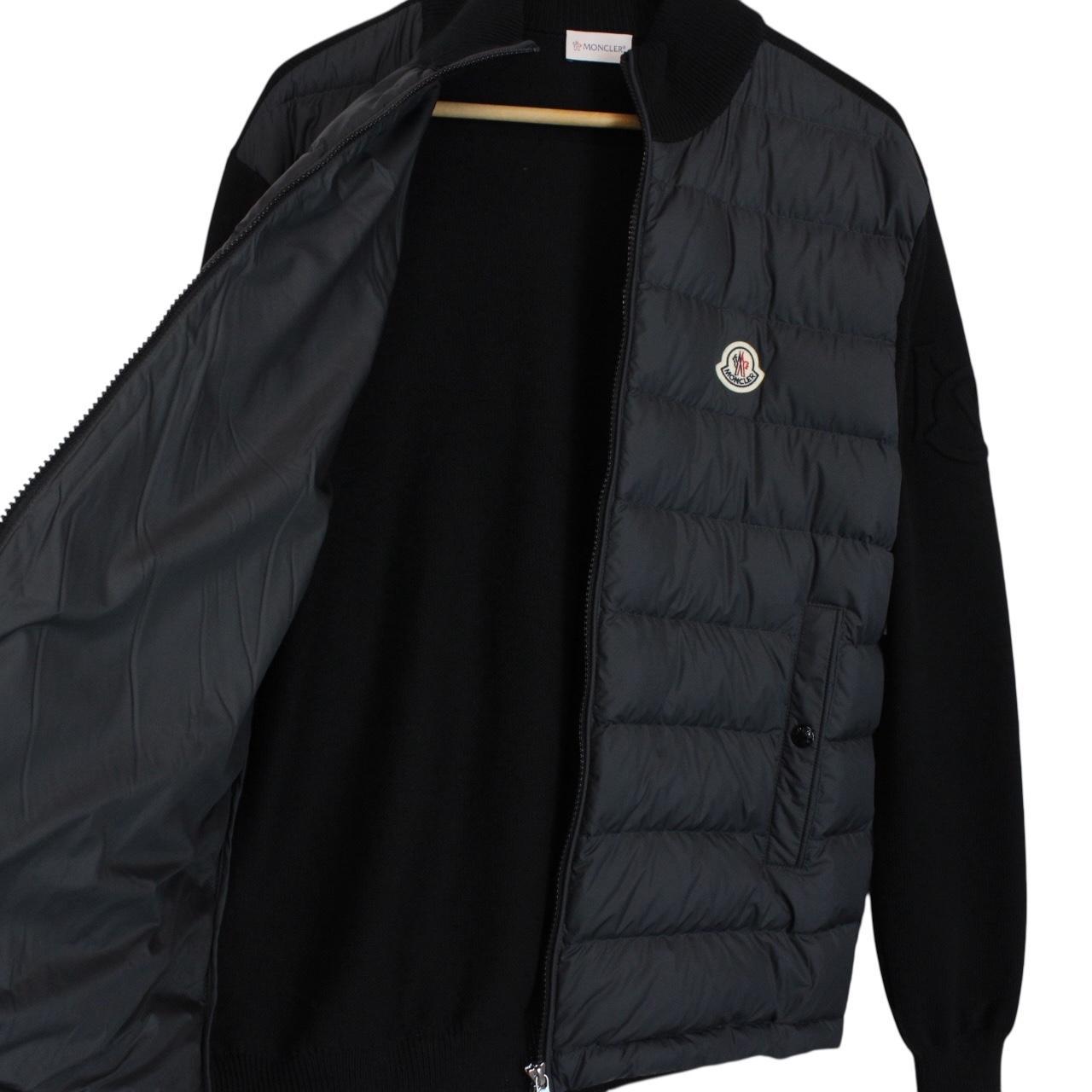 Moncler Black Full Zip Down Padded Cotton Cardigan Tricot Jacket